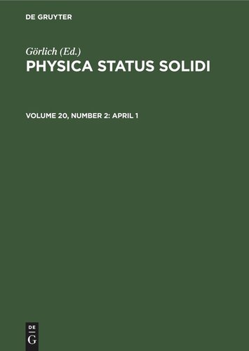 Physica status solidi: Volume 20, Number 2 April 1