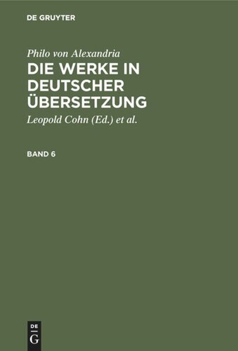 Die Werke in deutscher Übersetzung: Band 6