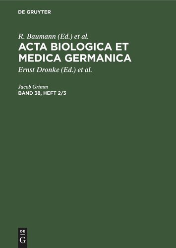 Acta Biologica et Medica Germanica: Band 38, Heft 2/3