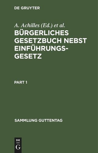 Bürgerliches Gesetzbuch nebst Einführungsgesetz