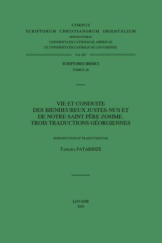 Vie et conduite des Bienheureux Justes-nus et de notre saint Père Zosime: trois traductions géorgiennes: V.