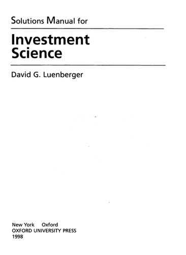 Investment science.. Solutions manual