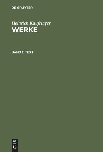 Werke: Band 1 Text