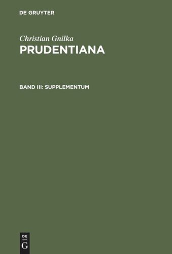 Prudentiana: Band III Supplementum