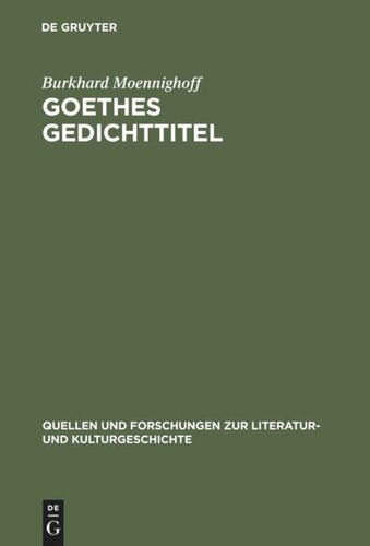 Goethes Gedichttitel