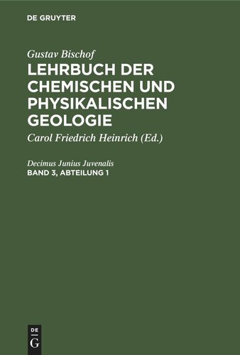 Lehrbuch der chemischen und physikalischen Geologie: Band 3, Abteilung 1