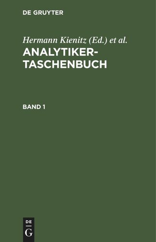 Analytiker-Taschenbuch: Band 1