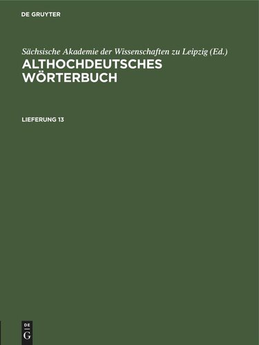 Althochdeutsches Wörterbuch: Lieferung 13