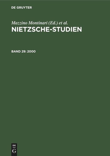 Nietzsche-Studien: Band 29 2000