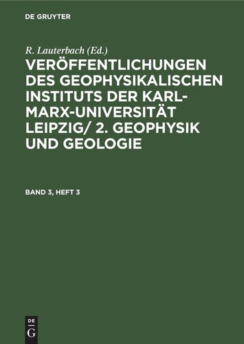 Geophysik und Geologie: Band 3, Heft 3