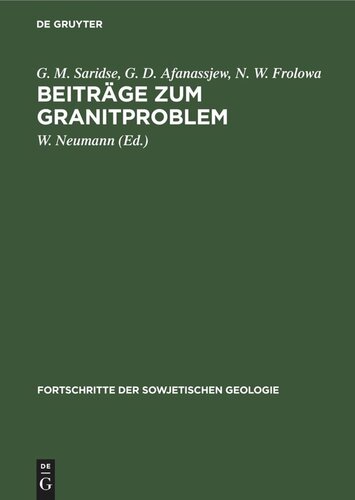 Beiträge zum Granitproblem