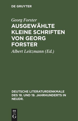 Ausgewählte kleine Schriften von Georg Forster