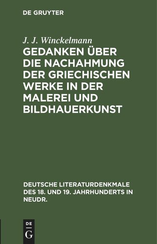 Gedanken über die Nachahmung der griechischen Werke in der Malerei und Bildhauerkunst