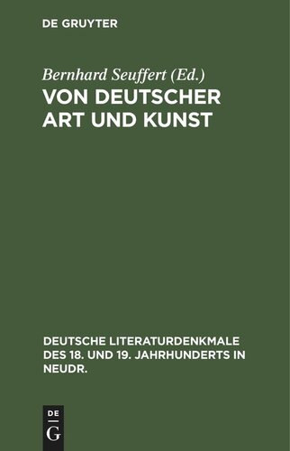 Von deutscher Art und Kunst: Einige fliegende Blätter (1773)