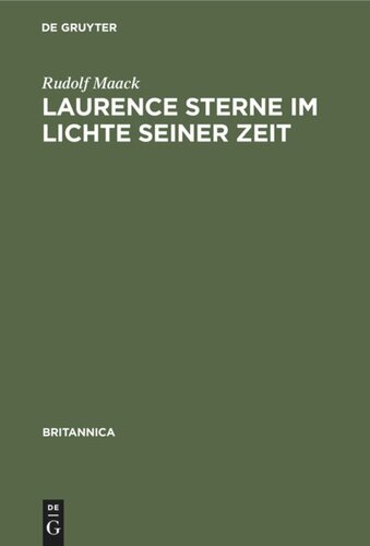 Laurence Sterne im Lichte seiner Zeit