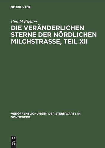 Die veränderlichen Sterne der nördlichen Milchstraße, Teil XII