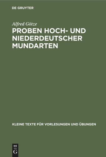 Proben hoch- und niederdeutscher Mundarten