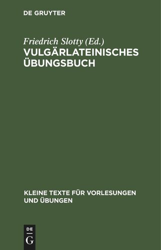 Vulgärlateinisches Übungsbuch