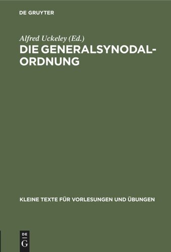 Die Generalsynodal-Ordnung