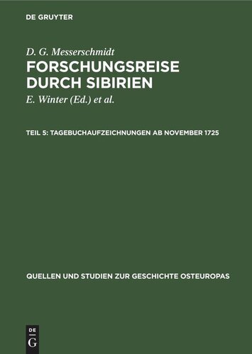 Forschungsreise durch Sibirien. Teil 5 Tagebuchaufzeichnungen ab November 1725: Gesamtregister