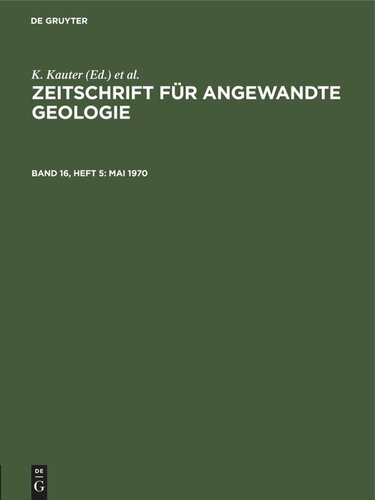 Zeitschrift für Angewandte Geologie: Band 16, Heft 5 Mai 1970