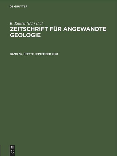 Zeitschrift für Angewandte Geologie: Band 36, Heft 9 September 1990