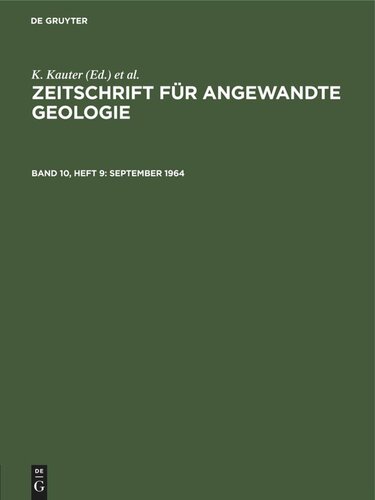 Zeitschrift für Angewandte Geologie: Band 10, Heft 9 September 1964