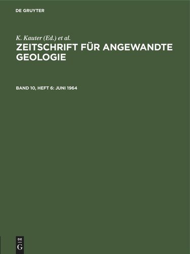 Zeitschrift für Angewandte Geologie: Band 10, Heft 6 Juni 1964