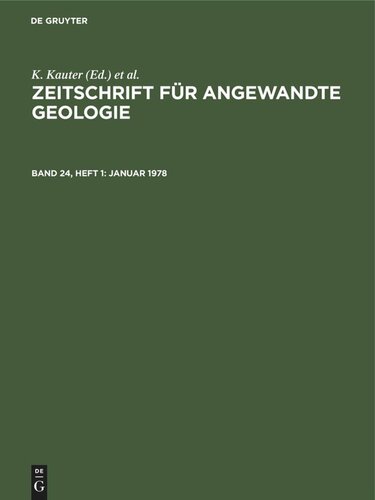 Zeitschrift für Angewandte Geologie: Band 24, Heft 1 Januar 1978