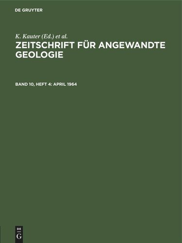 Zeitschrift für Angewandte Geologie: Band 10, Heft 4 April 1964