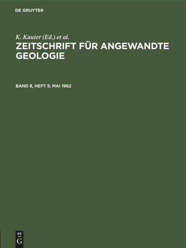 Zeitschrift für Angewandte Geologie: Band 8, Heft 5 Mai 1962