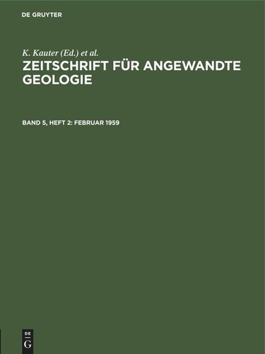 Zeitschrift für Angewandte Geologie: Band 5, Heft 2 Februar 1959