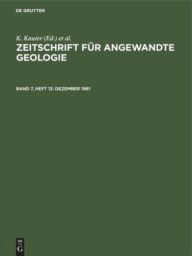 Zeitschrift für Angewandte Geologie: Band 7, Heft 12 Dezember 1961