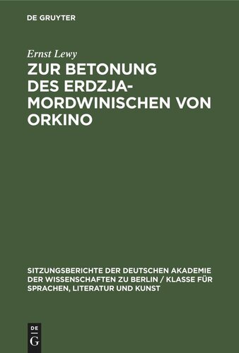 Zur Betonung des Erdzja-Mordwinischen von Orkino