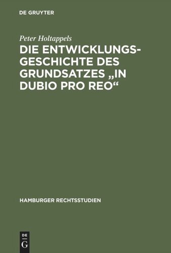 Die Entwicklungsgeschichte des Grundsatzes 