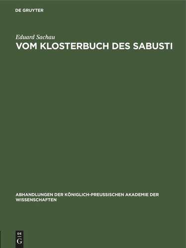 Vom Klosterbuch des Sabusti