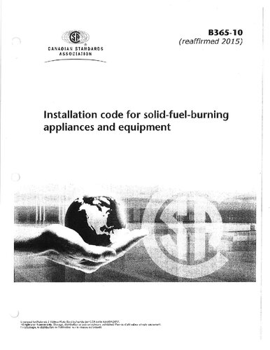 CSA B365-10 lnstallation code for solid fuel burning appliances and equipment