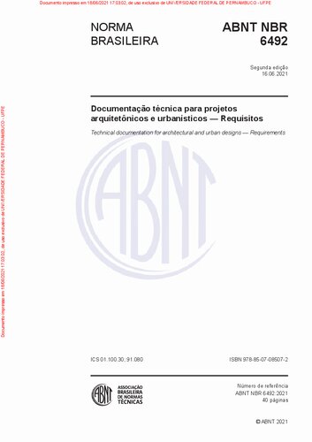 NBR 6492:2021 Documentação técnica para projetos arquitetônicos e urbanísticos