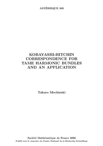 Kobayashi-Hitchin correspondence for tame harmonic bundles and an application