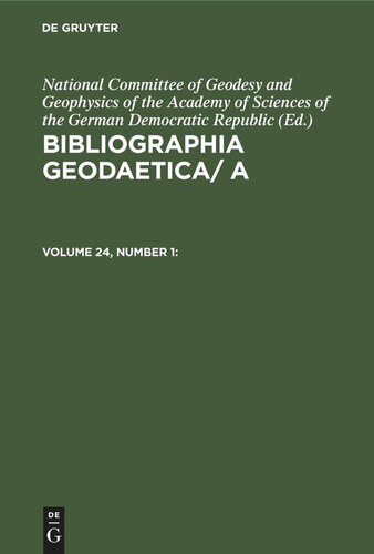 Bibliographia Geodaetica/ A: Volume 24, Number 1