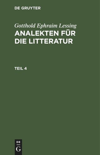 Analekten für die Litteratur: Teil 4