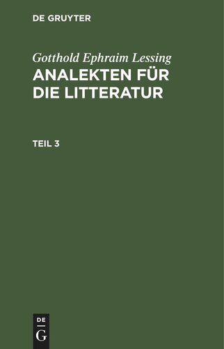 Analekten für die Litteratur: Teil 3