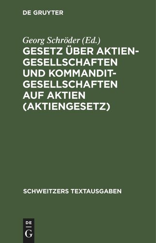 Gesetz über Aktiengesellschaften und Kommanditgesellschaften auf Aktien (Aktiengesetz)