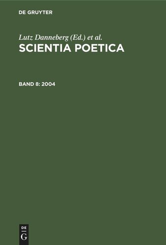 Scientia Poetica: Band 8 2004