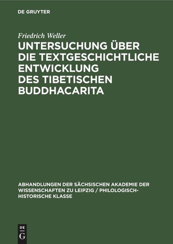 Untersuchung über die textgeschichtliche Entwicklung des tibetischen Buddhacarita