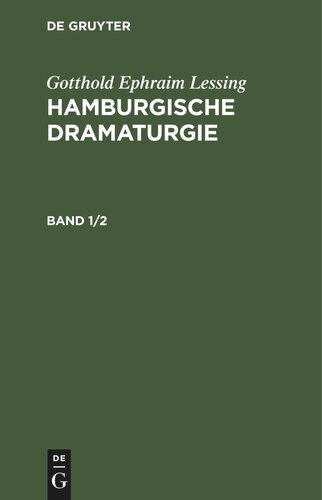 Hamburgische Dramaturgie: Band 1/2