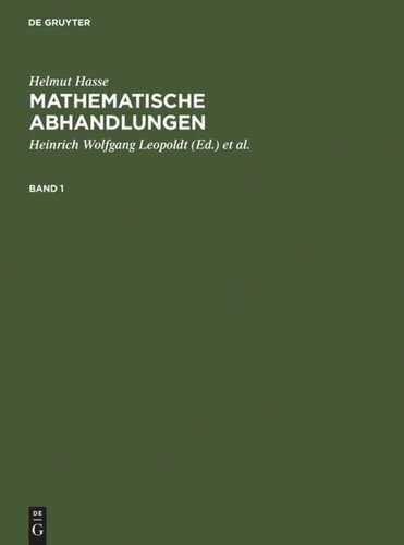 Mathematische Abhandlungen: 1