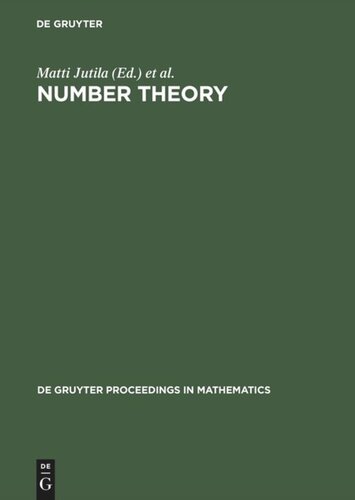 Number Theory: Proceedings of the Turku Symposium on Number Theory in Memory of Kustaa Inkeri, May 31-June 4, 1999