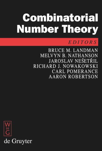 Combinatorial Number Theory: Proceedings of the 'Integers Conference 2007', Carrollton, Georgia, USA, October 24—27, 2007