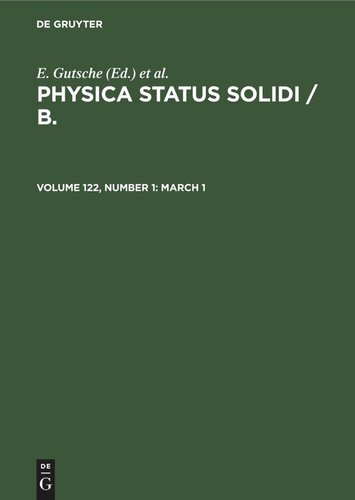 Physica status solidi / B.: Volume 122, Number 1 March 1